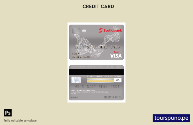 lista para imprimir plantilla de tarjeta de débito Visa Scotiabank de Canadá